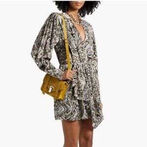 IRO Flamen draped printed silk crepe de chine mini dress Size 36